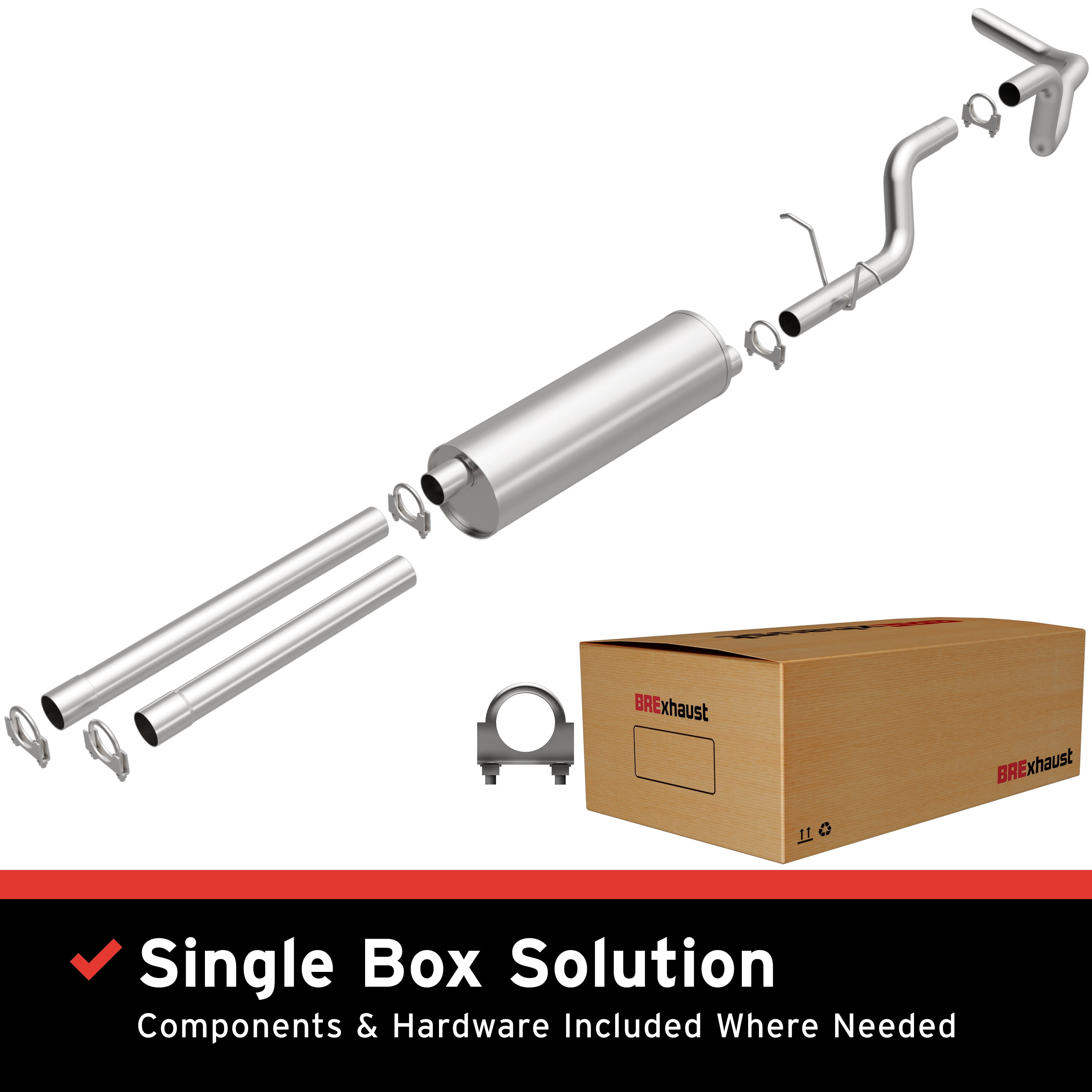 BRExhaust OE Replacement Exhaust System Kit 106-0203: Compatible with 1987-1996 Ford F-150 4.9L, 1987-1995 Ford F-150 5.0L
