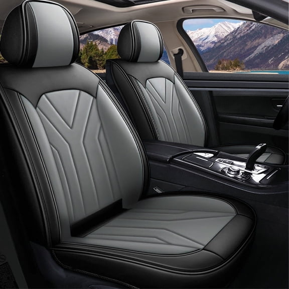 For Ford F150 Truck Seat Covers Car 2009-2014 PU Leather Front Cushion Protector Black+Gray