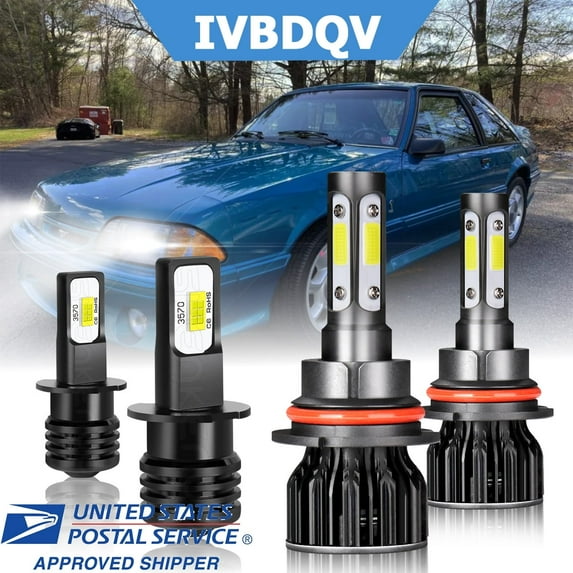 For Ford F250 1994 1995 1996 LED Headlight Bulbs 9007 High/Low+ H3 Fog Light 6000K White 4pcs