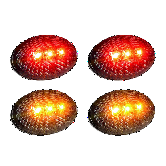 For Ford F350 F-Series Amber/Red LED Fender Bed Side Marker Lights Smoked, 4pc