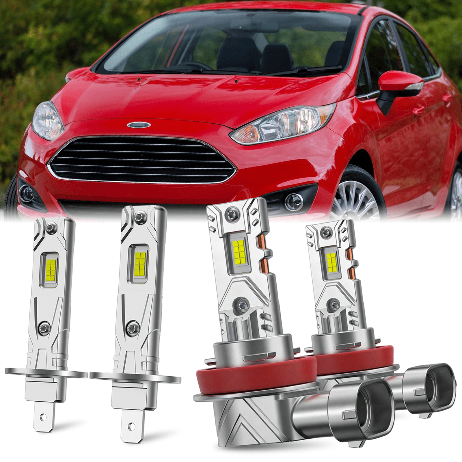 For Ford Fiesta 2014 2015 2016 H1+H11 LED Headlight High Low Beam Bulbs 4pcs
