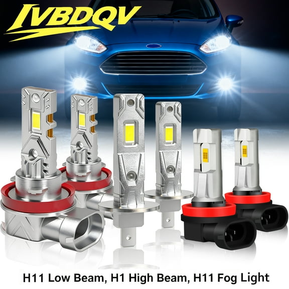 For Ford Fiesta 2014-2016 LED Headlight High&Low Beam + Fog Light Bulbs H1+H11+H11 6000K White Super Bright Plug & Play 6X