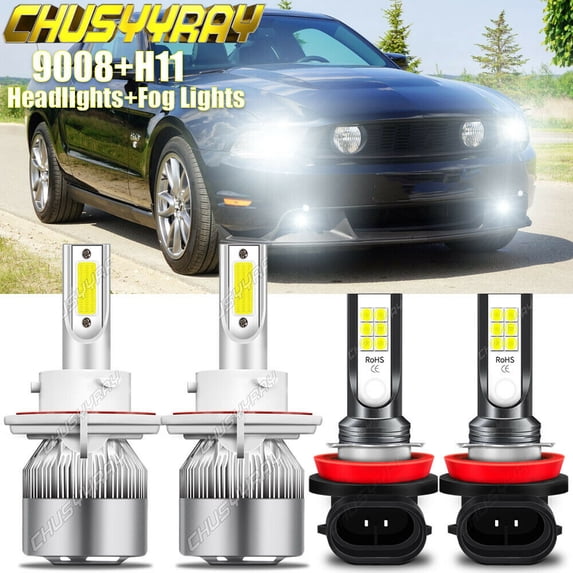 For Ford Flex 2009-2018 Combo 4x LED Headlight Hi/Lo + Fog Light Bulbs Kit 6000K