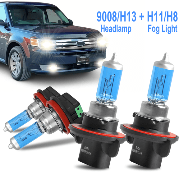 For Ford Flex 2009-2019 Combo Halogen Headlight High+Low Beam+Fog Light Kit,4200K,Warm White