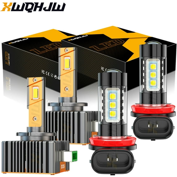 For Ford Flex 2013-2018 Xenon D3S HID Headlight High/Low + H11 LED Fog Light Bulbs 6000K 4Pcs
