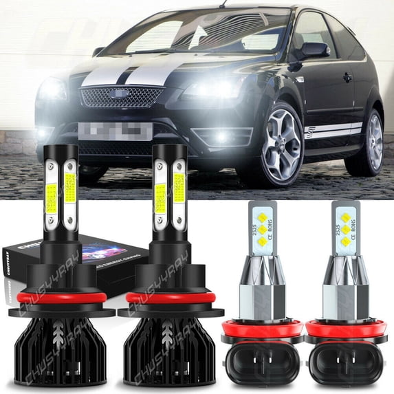 For Ford Focus 2005 2006 2007 4X High/Low Beam LED Headlight Fog Light Bulbs Kit
