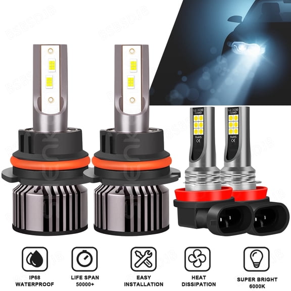 For Ford Focus 2005 2006 2007 LED Headlight High/Low Beam Fog Light Bulbs 6000K