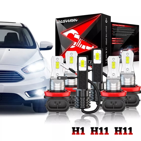 For Ford Focus 2012 2013 2014 LED H1+H11 Headlight High Low Beam H11 Fog Light Bulbs Kit 6000K White 6x