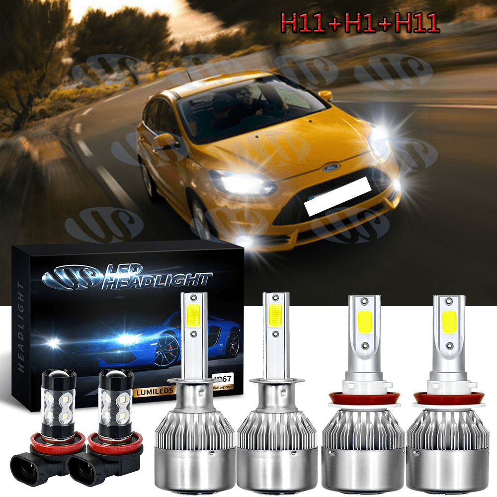 For Ford Fusion 2012-2018 LED Headlight Bulbs H1+H11 High Beam + H11 Low  Beam 4pc