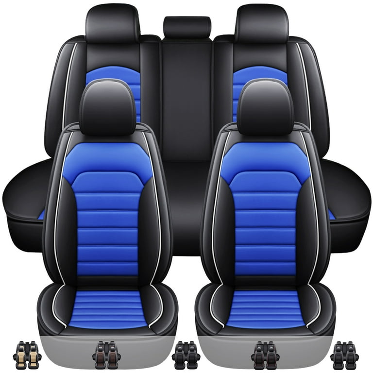 For Ford Focus Car Seat Cover 5 Seats, Waterproof PU Leather Automotive  Seat Protector, Front Rear Full Set for C-Max/ EcoSport/ Mondeo/ Taurus/  Fiesta Black+Blue 