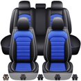 thumbnail image 1 of For Ford Focus Car Seat Cover 5 Seats, Waterproof PU Leather Automotive Seat Protector, Front Rear Full Set for EcoSport/ Mondeo/ Taurus/ Fiesta Black+Blue, 1 of 15