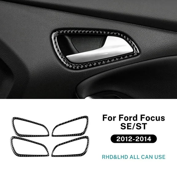 For Ford Focus SE ST Ecoboost 2012 2013 2014 Real Soft Carbon Fiber Sticker LHD RHD Car Door Handle Frame Panel Trim Accessories.