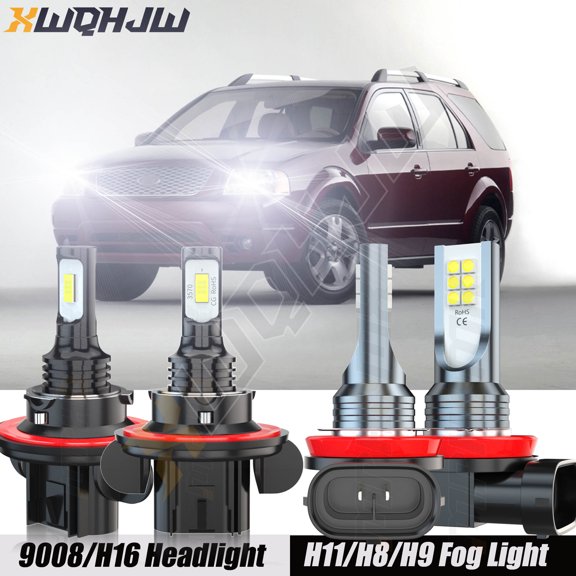 For Ford Freestyle 2005-2007 9008/H13 LED Headlight Hi/Lo+H11/H8 Fog Light Bulbs Combo 6000K 4Pcs