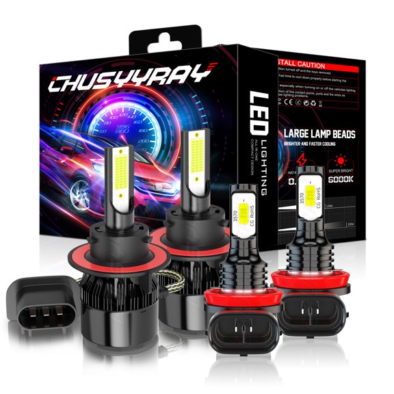 For Ford Freestyle 2005-2007 9008 H13 LED Headlight High/Low + H11 Fog Light Bulbs 6000K,Pack of 4