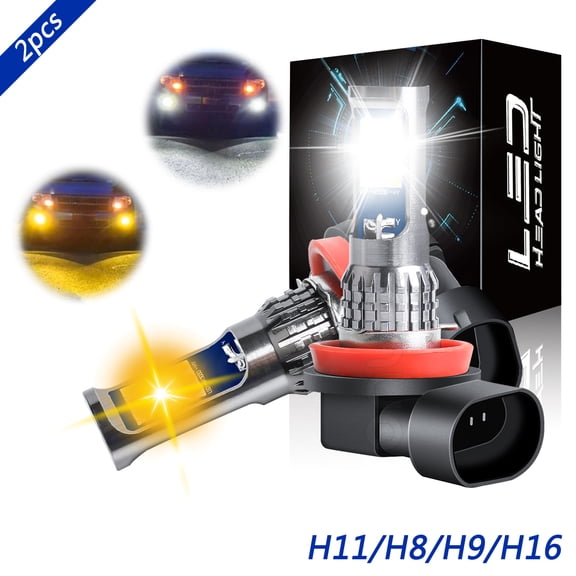 For Ford Fusion 2006-2020 LED Fog Light Bulb H11/H8/H9/H16 Dual Color Switchback Yellow/White