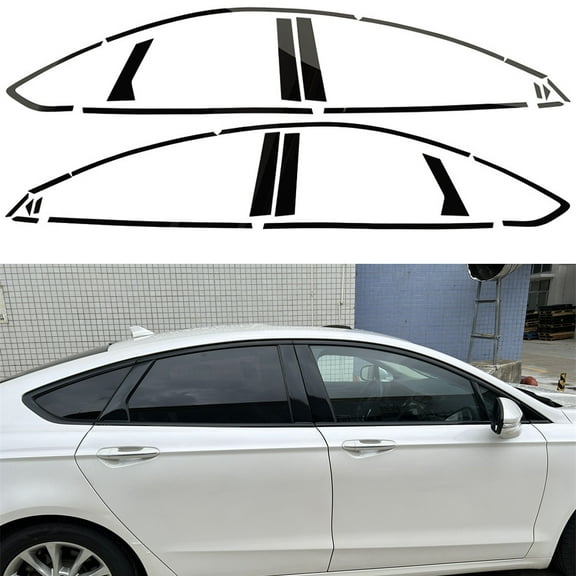 For Ford Fusion 2013-2020 Sedan Window Chrome Delete Blackout ABC Pillars Glossy Black Stickers