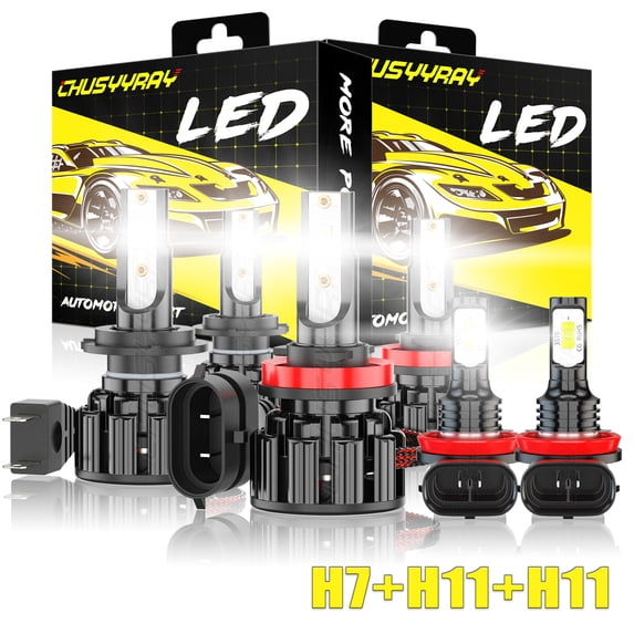 For Ford Fusion 2013 White H11 H7 H11 LED Headlights High&Low Beam Fog Light Bulbs Kit