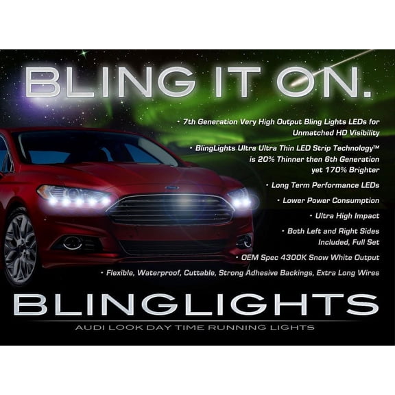 For Ford Fusion LED DRL Head Light Strips Day Time Running Lamps Kit