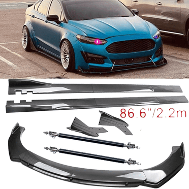 10Pc Glossy Black Front Bumper Lip & Side Skirt Kit For Ford Fusion – Universal Fit