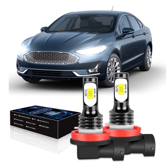 For Ford Fusion w/o projector 2019 H11 LED Headlight Bulbs Kit 6000K White 8000LM High/Low beam