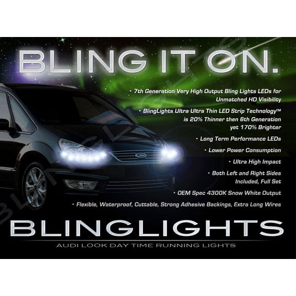 For Ford Galaxy LED DRL Strips for Headlamps Headlights Head Lamps Day Time Running Strip Lights DRLs