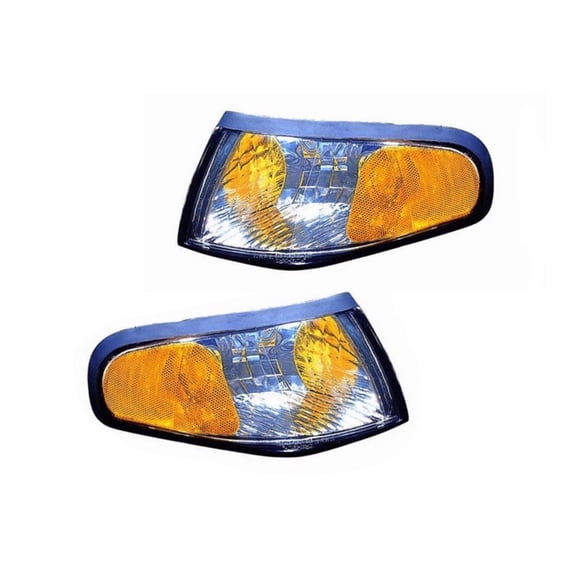 For Ford Mustang 1994-1998 Parking Light Diamond Chrome Driver and Passenger Side FO2522109