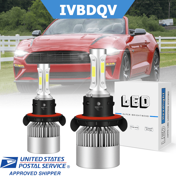 For Ford Mustang 2005-2012 LED Headlight H13/9008 High Low Beam Bulbs 2Pcs 50W 6000K Bright White