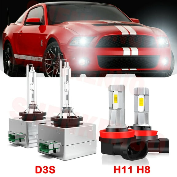 For Ford Mustang 2012 2013 2014 2015 2016 2017 D3S HID Headlight Bulbs H11 H8 Led Fog Lights 4pcs