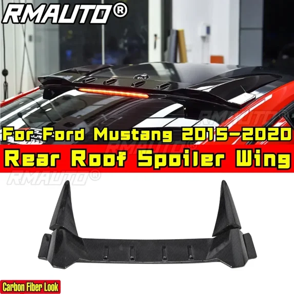 For Ford Mustang 2015-2020 Body Kit Roof Spoiler Rear Trunk Wing Carbon Fiber Look Combat Style Rear Wing Car Accessories