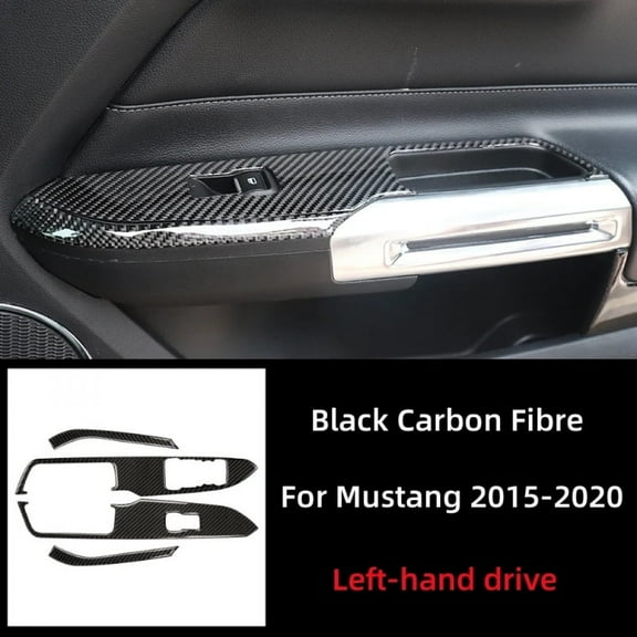 For Ford Mustang GT 2015-2021 Accessories Carbon Fiber Car Windows Lifting Switch Control Panel Decoration Cover Trim Sticker.