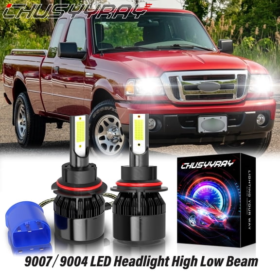 For Ford Ranger 1990-2011 LED Headlight Kit 9007 HB5 6000K White High-Low COB Bulbs 2x
