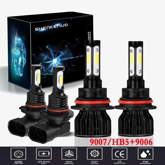 For Ford Ranger 1998-2000 LED Headlight Bulbs,9007/HB5 High beam and Low Beam and 9006 Fog light Bulbs,Pack of 4