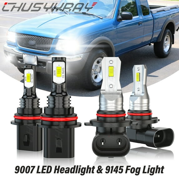 For Ford Ranger 2001 2002 2003-2011 - 4X 6000K White LED Headlight High Low Beam + Fog Light Bulbs Kit