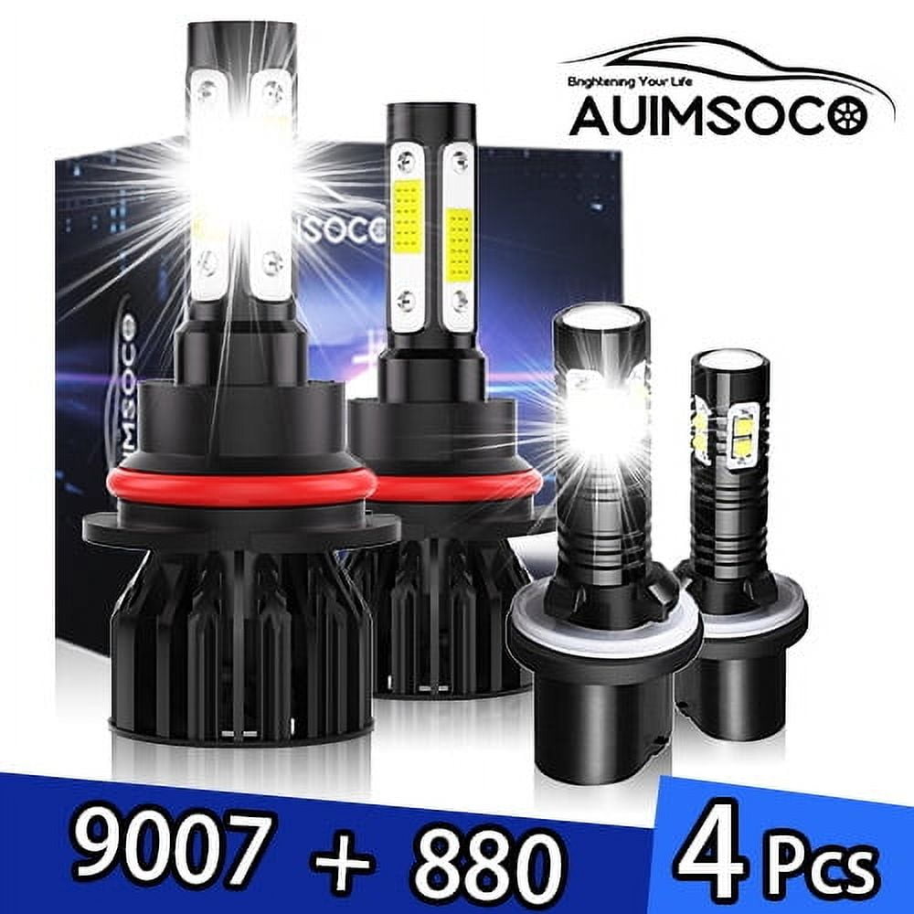 For Ford Taurus 2000-2007 9007 880 LED Headlight Bulbs High/Low Beam, 6000K White 4000LM Bright Canbus No Error, Easy Install, Plug-N-Play Halogen Replacement, 4Pcs