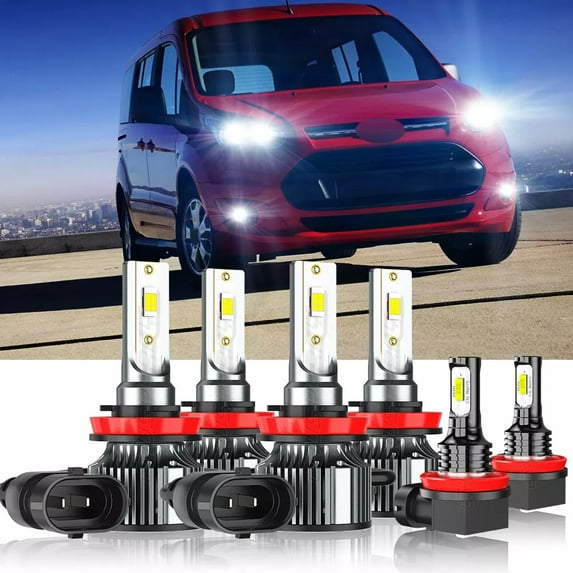For Ford Transit Connect 2017 2018 2019 2020 2021 - 6x Combo LED Headlight + Fog Light Bulbs Kit White