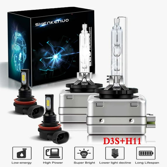For Ford explorer 2011-2015 Xenon Headlight Bulbs,D3S High/Low Beam+ 9006 LED Fog light Bulbs 4pc