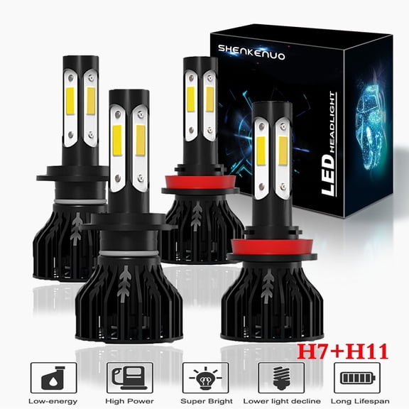 For Ford fusion 2006-2018 4 side CSP Headlights,H7 High Beam and H11 Low Beam Bulbs,4pcs