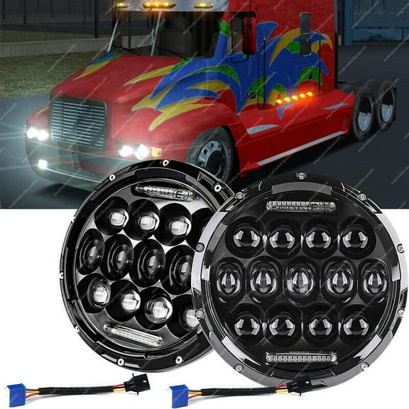 For Freightliner Century Class 7"inch Round LED Headlights Hi/Lo Beam Light 2PCS