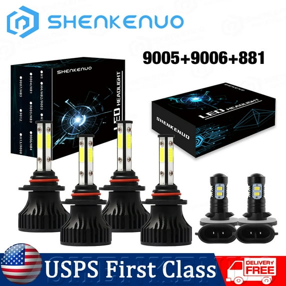 For Freightliner Columbia 2005-2017 White 9005 9006 LED Headlight & 881 Fog Light Bulbs Combo
