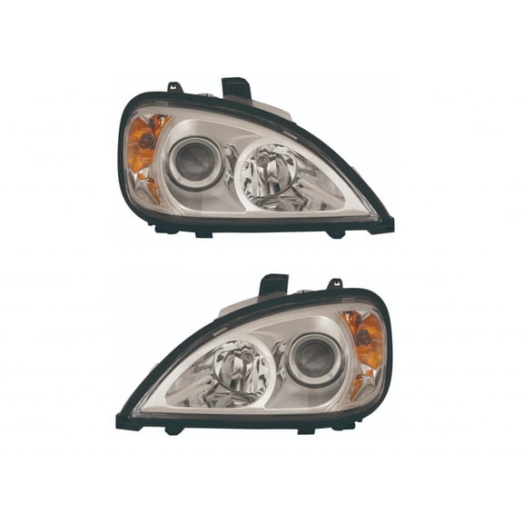 For Freightliner Columbia Headlight Assembly 1996-2013 Pair Driver and Passenger Side/Set Projector Chrome Bezel