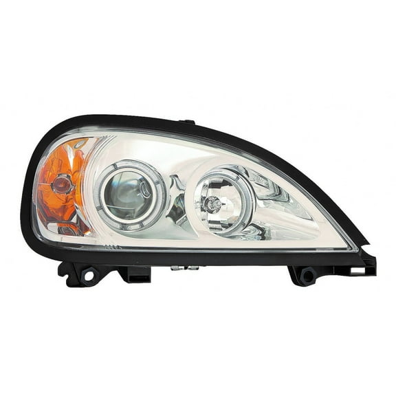 For Freightliner Columbia Headlight Assembly Projector 1996-2013 Passenger Side w/ Angel Eyes Chrome Bezel
