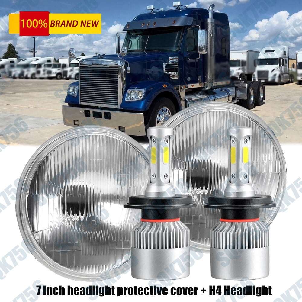 For Freightliner Coronado 7'' Inch Round LED Headlight Bulbs High Low Beam