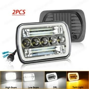 For Freightliner FL50 60 70 80 MT35 45 55 7x6" LED Headlights Halo Turn Signal