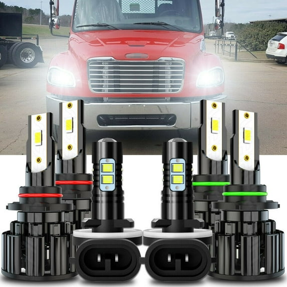 For Freightliner M2 106 2011-2017 Front LED Headlight Hi/Low+Fog Light Bulbs Kit