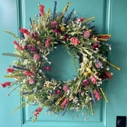 For Front Door Farmhouse Artificial Cottage Wreath Texas Wildflower Wreath Colorful Rustic Home Decor Handmade Garland