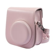 For Fujifilm Instax Mini 11 Camera Case, Protective Soft PU Leather Carrying Case with Pocket & Adjustable Removable Shoulder Strap, Pink by Insten