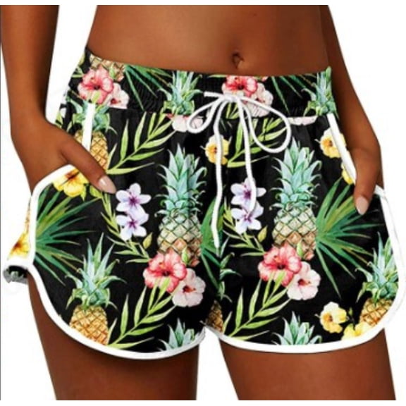 For G and PL Women Summer Floral Beach Boardshorts with Pockets Swim Trunks