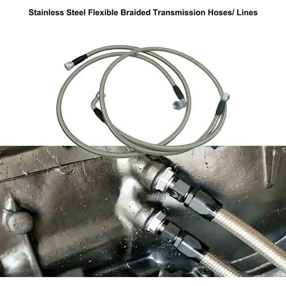 For GM 4L60E 4L80E Flexible SS Braided Transmission Cooler Lines Kit -6AN Hose