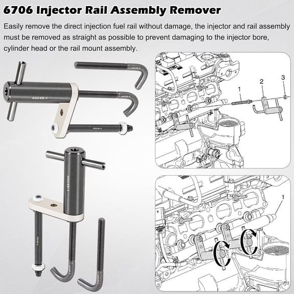 For GM Cadillac Chevy GMC EN-49248 Fuel Injector Rail Assembly Remover Tool 6706