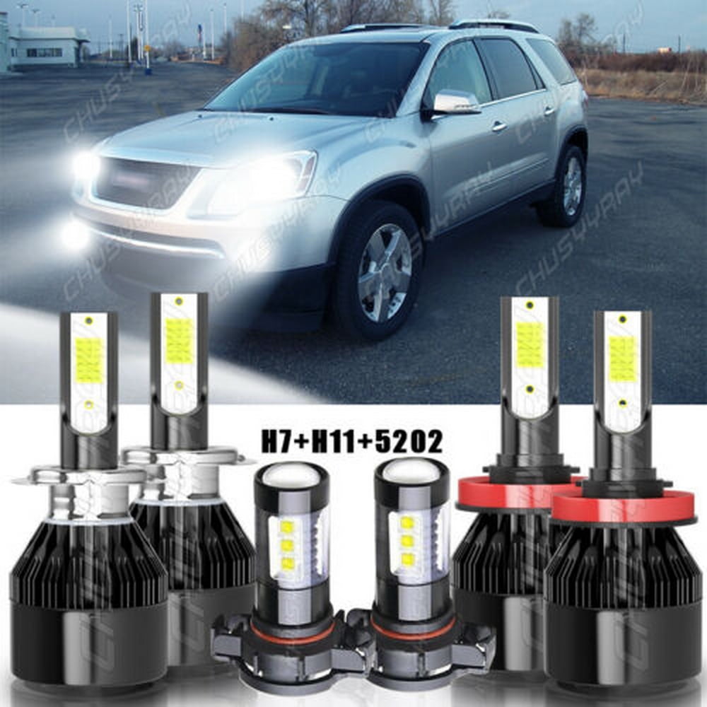 For GMC Acadia 2007 2008 2009 2010 2011 2012 6*Led Headlights + Fog Lights 6000K Bulbs
